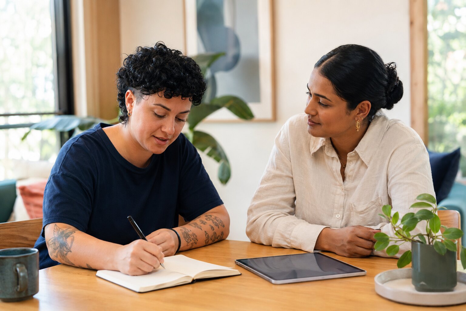 A participant leading a strengths-based mental health recovery planning conversation